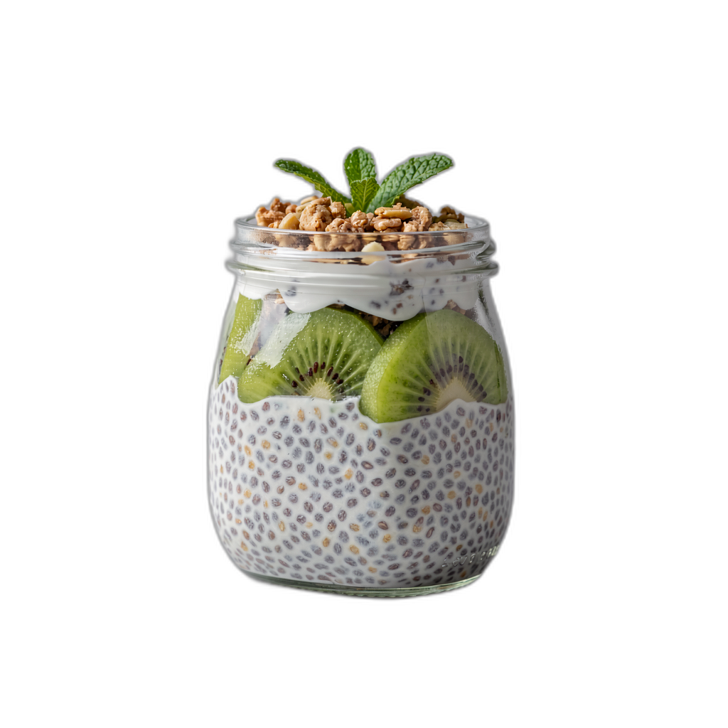 Chia seed pudding with kiwi and granola