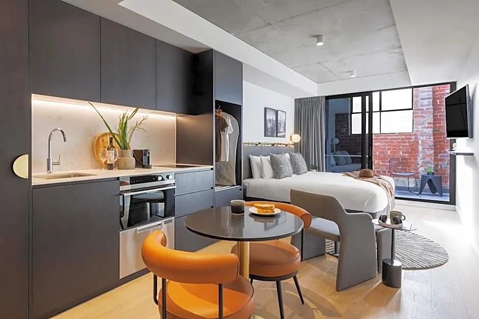 A modern studio apartment at Veriu Collingwood